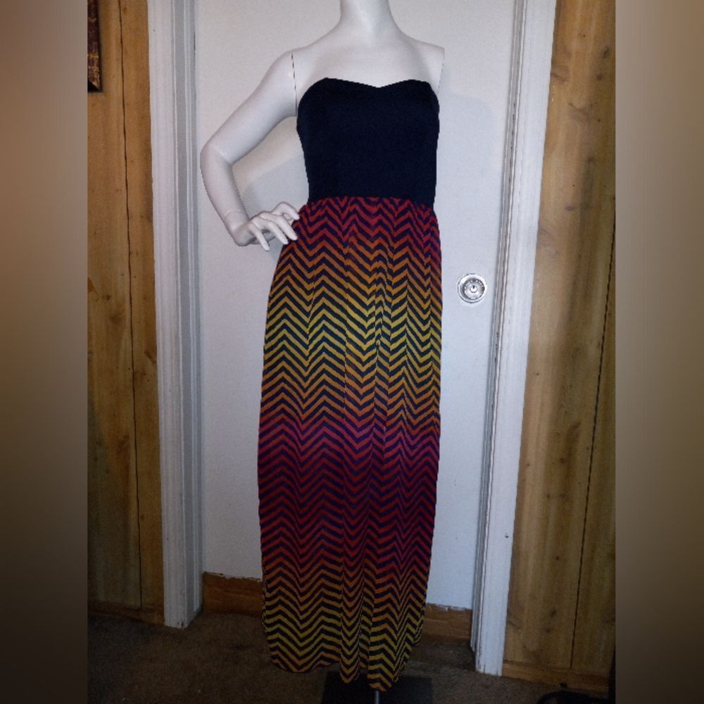 Sweet Storm Strapless Full Length  Dress Multi-Color Size S